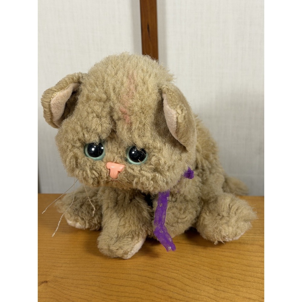 Vintage Tyco Kitty Kittens Tan & White Plush Stuffed Animal Cat Kitten 1992 Purr